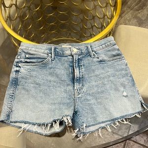 Mother High Waisted Rascal Slit Fray Short